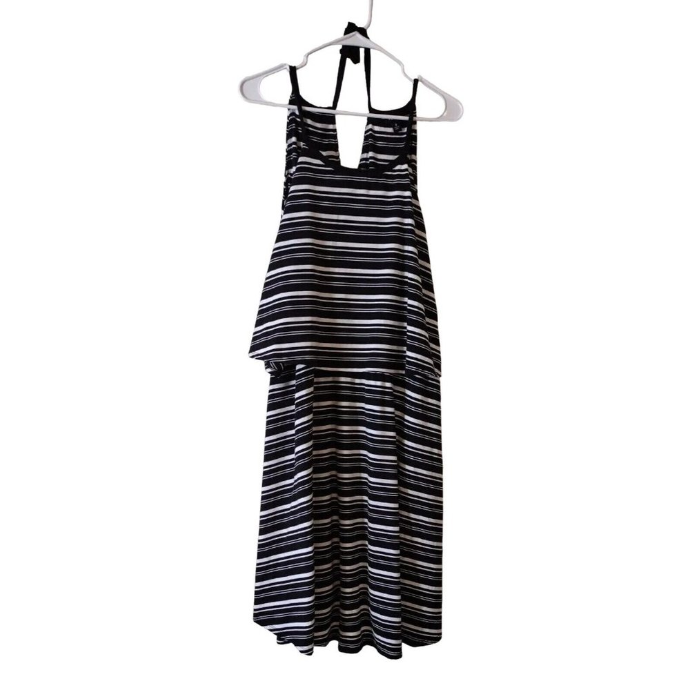 Torrid Dress 3 Womens Black And White Striped Midi Tie Back